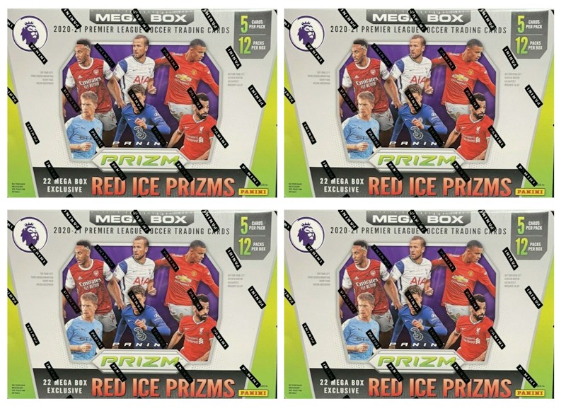 2020-21 Panini Prizm Premier League Soccer Mega Box (Red Ice Prizms) 4x Lot