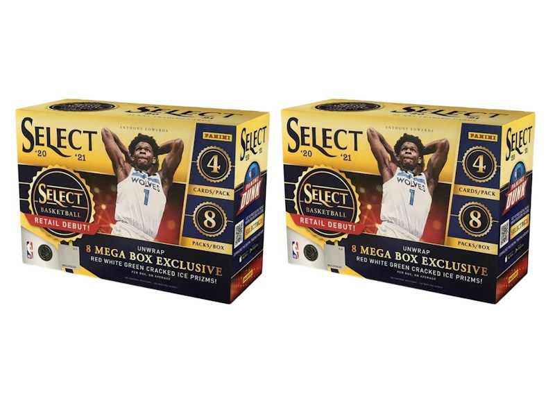 2020-21 Panini Select Basketball Mega Box (Red/White/Green Cracked Ice Prizms) 2x Lot